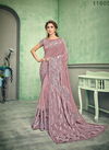 PINK Latest  Collection Designer Fancy Party Wear Sequins Embroidery Handwork Butta Heavy Silk Saree 11605